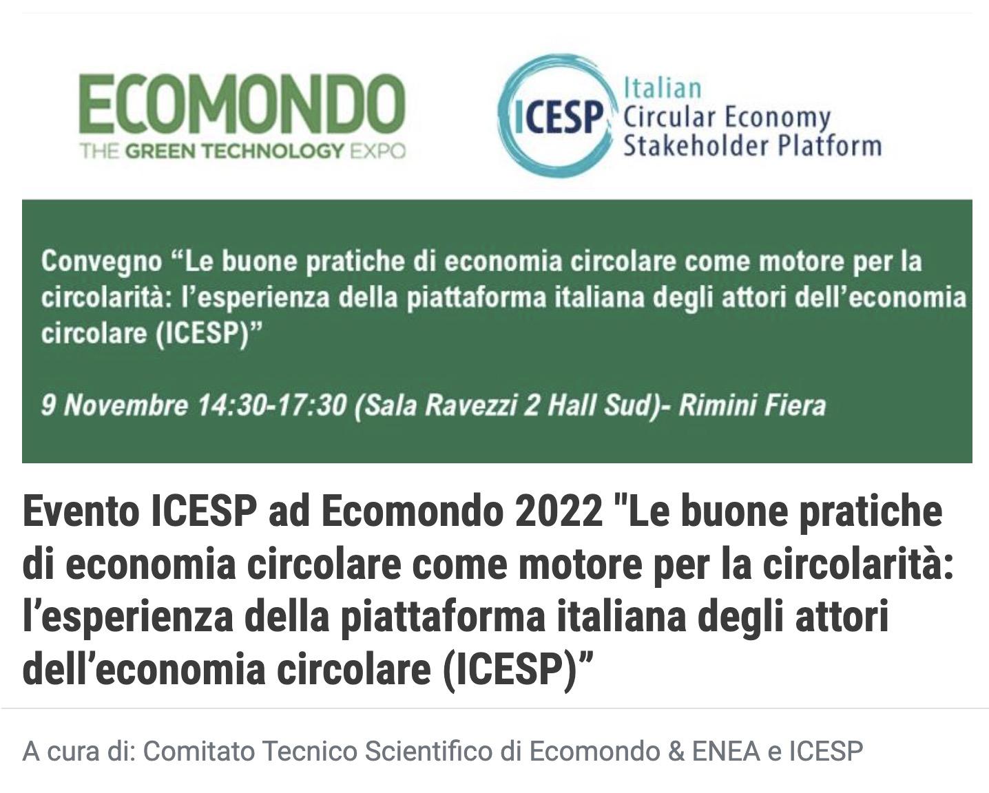Conferenza ICESP “Le buone pratiche di economia circolare come motore per la circolarità”